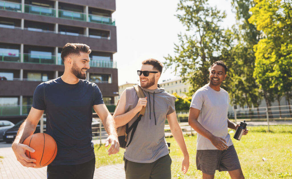 group of friends meeting up part of daily routine and structure