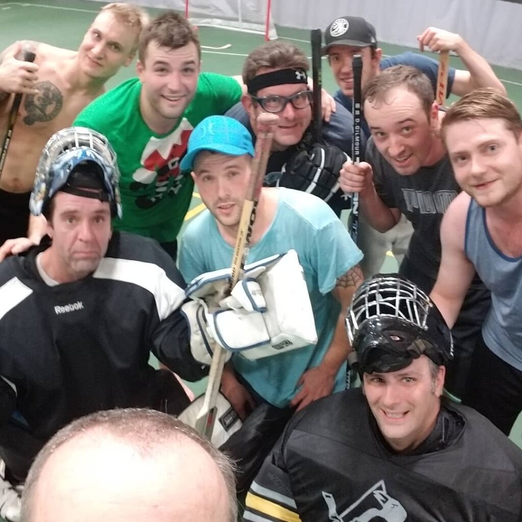 A group of men in recovery participating in Sober Sports