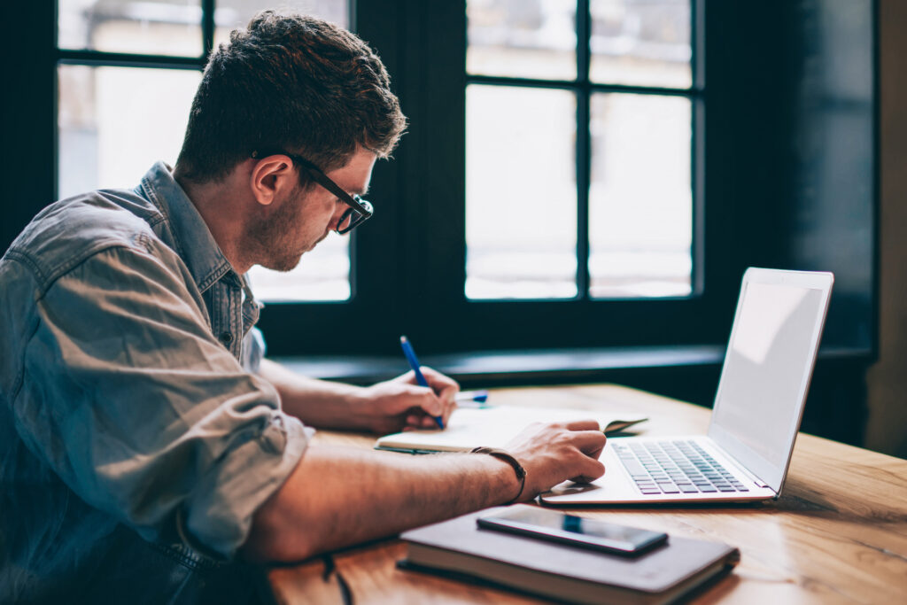 man setting goals for new year