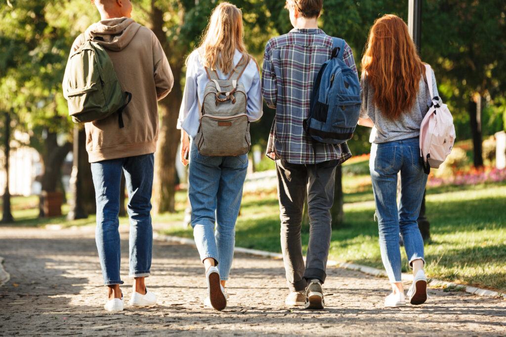 students walking