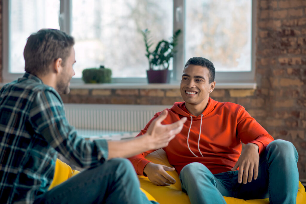 man active listening to friend