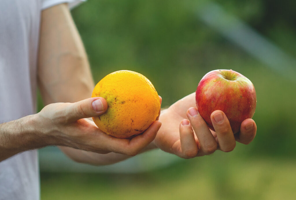 comparing an apple and orange